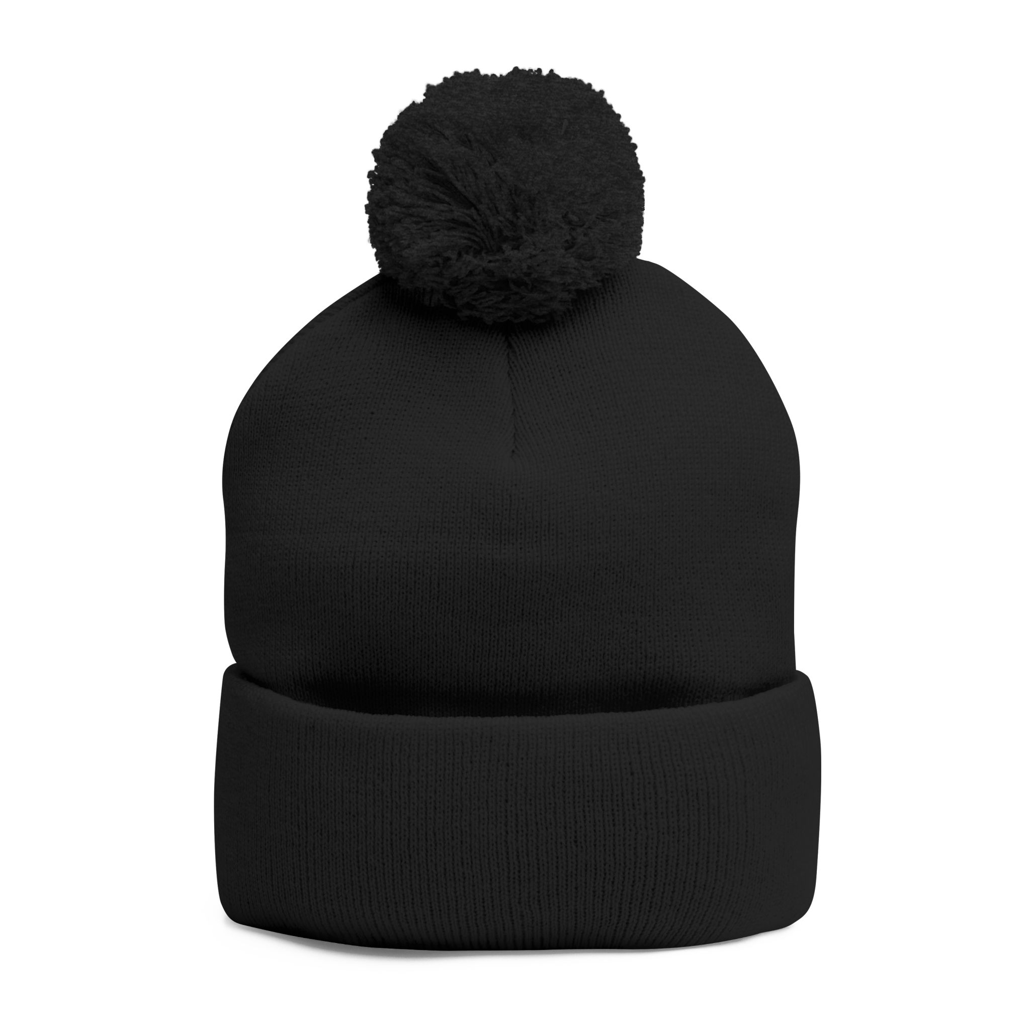 Embroidered Curved Text Pom-Pom Knit Cap | Head Buss Mon meaning - greatness , nothing esle compare - Image 15