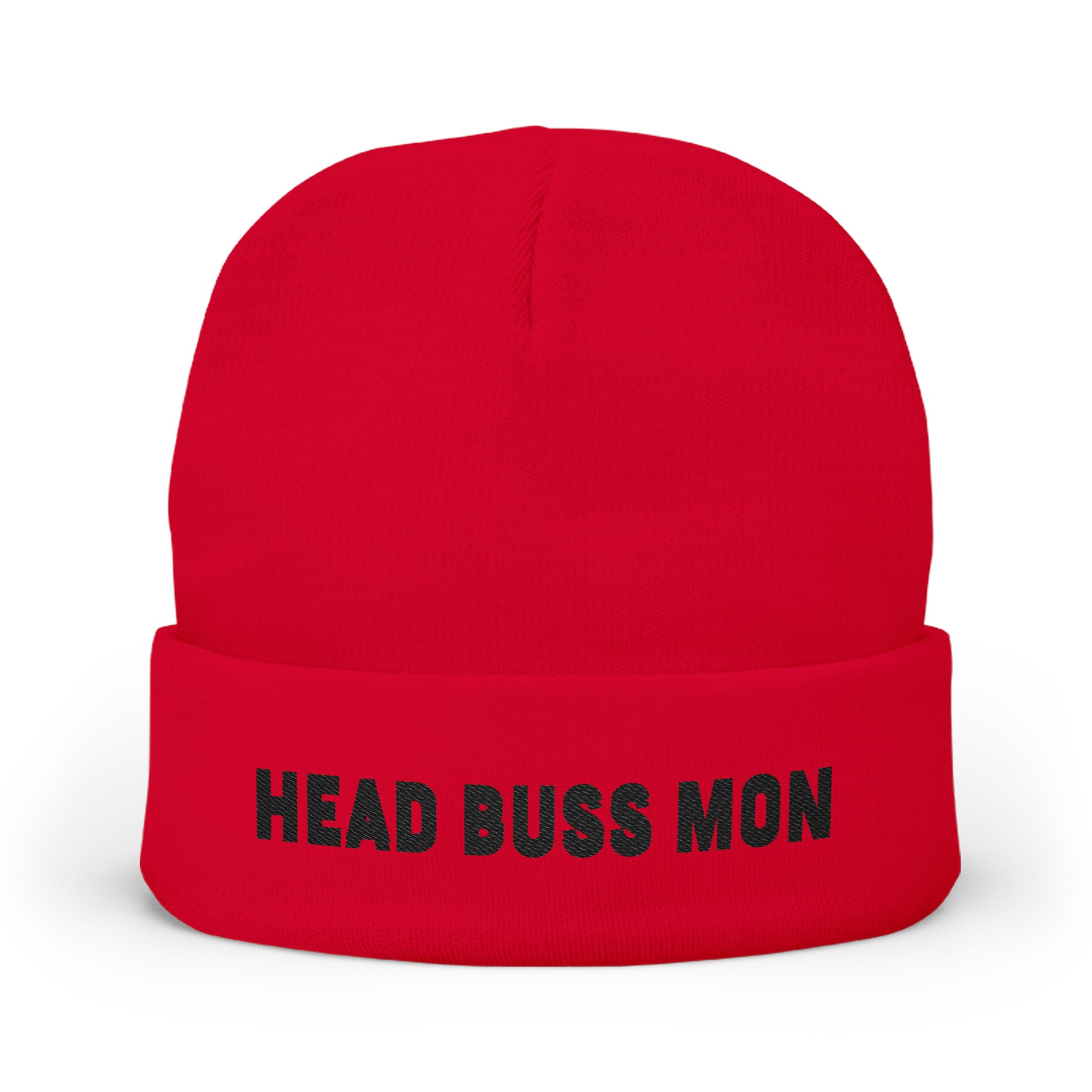 Head Buss Mon beanie, embroidered knit hat, Head Buss Mon meaning - greatness , nothing esle compare - Image 2
