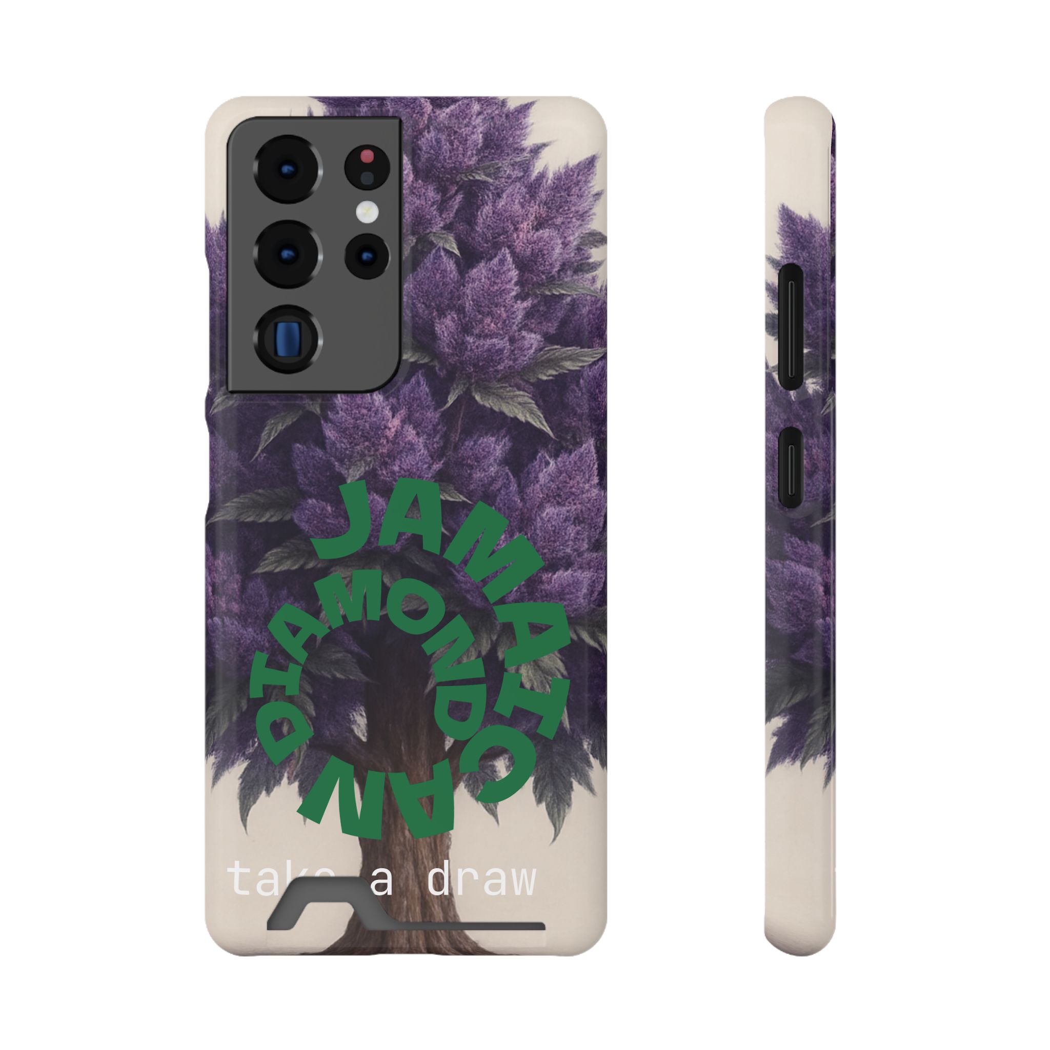 Purple bud weed Tree Phone Case | Card Holder, Green Circular Text - Image 83