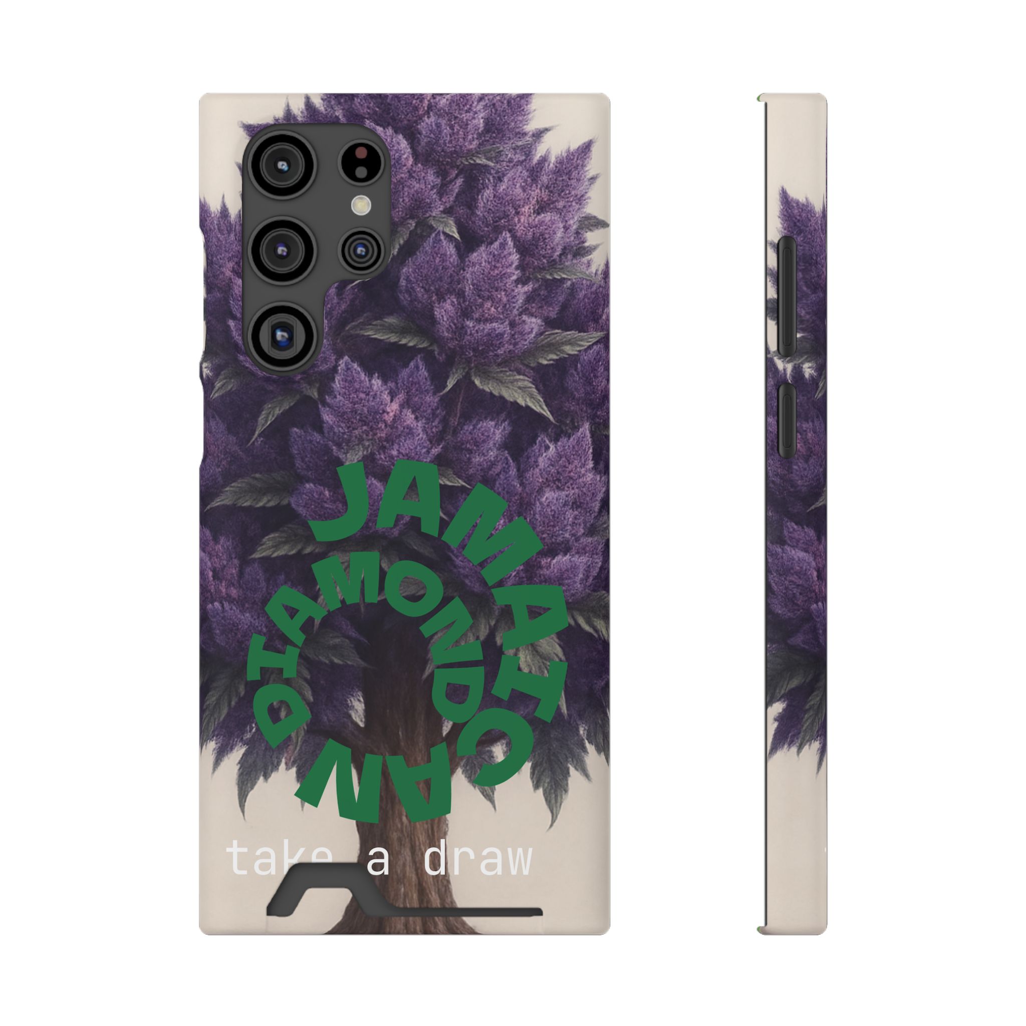 Purple bud weed Tree Phone Case | Card Holder, Green Circular Text - Image 111