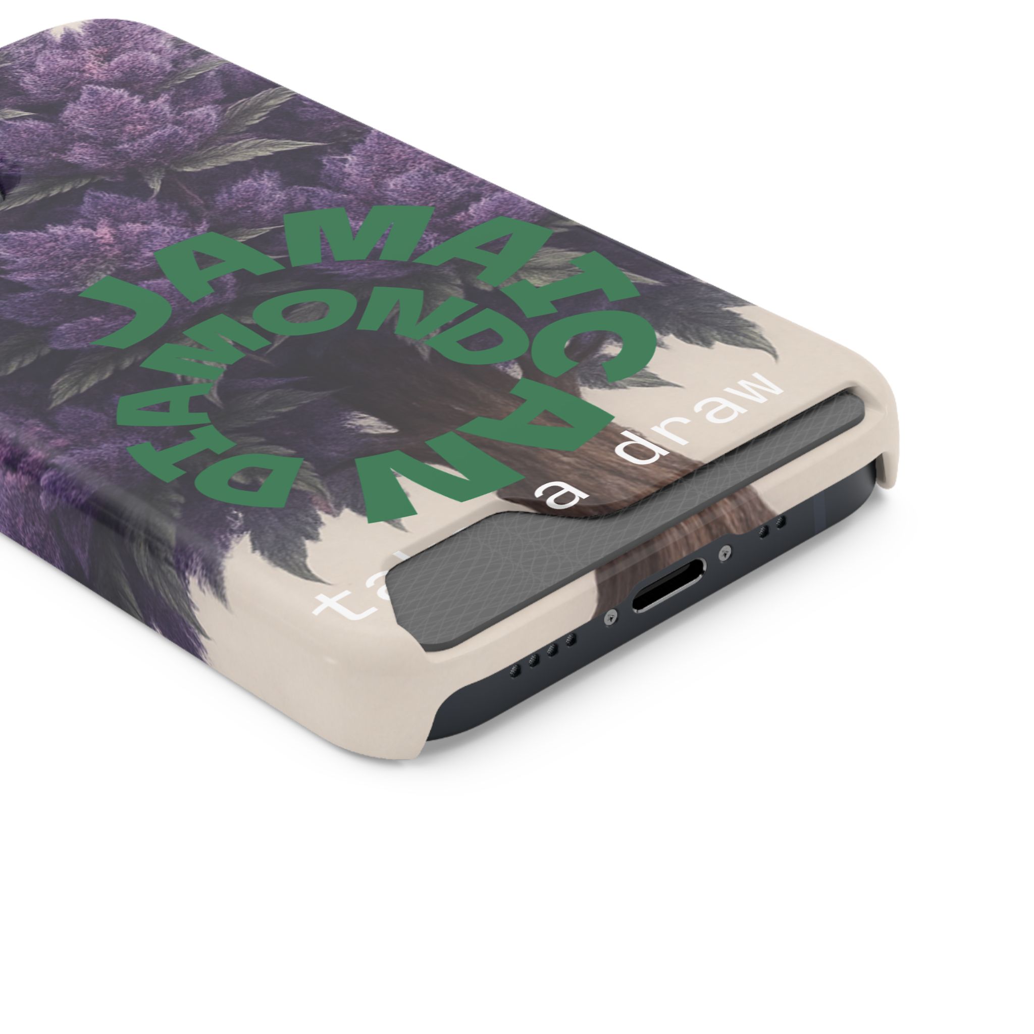 Purple bud weed Tree Phone Case | Card Holder, Green Circular Text - Image 124