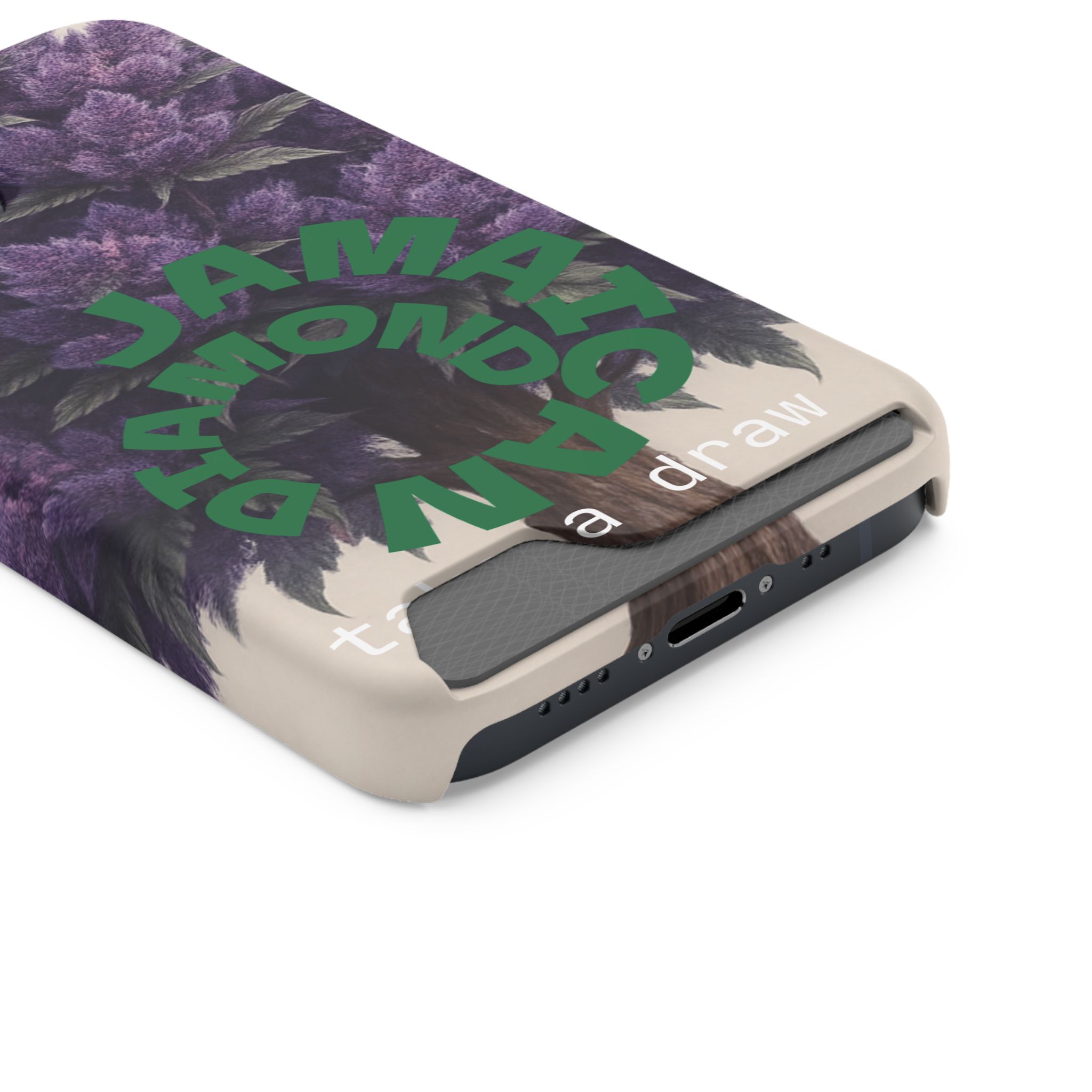 Purple bud weed Tree Phone Case | Card Holder, Green Circular Text - Image 128
