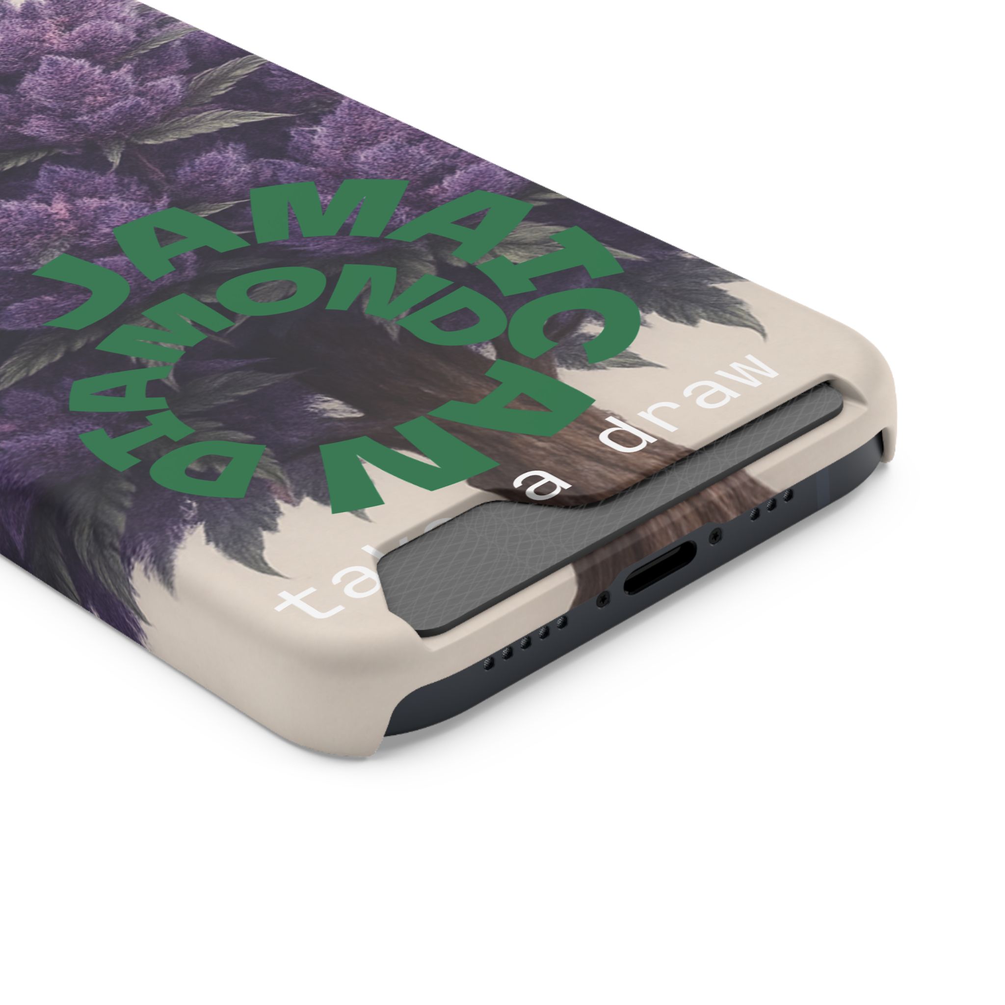 Purple bud weed Tree Phone Case | Card Holder, Green Circular Text - Image 43